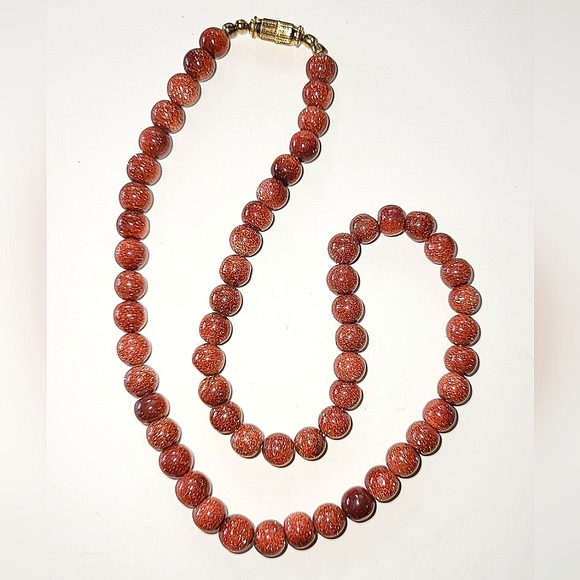 GOLDSTONE 17" BEAD NECKLACE - BARREL CLASP - Picture 2 of 5